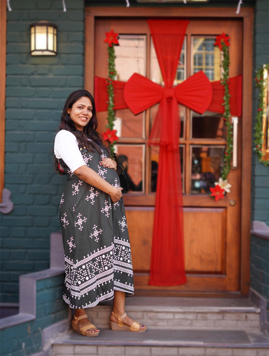 Maternity Short Dress Detie - Black & White