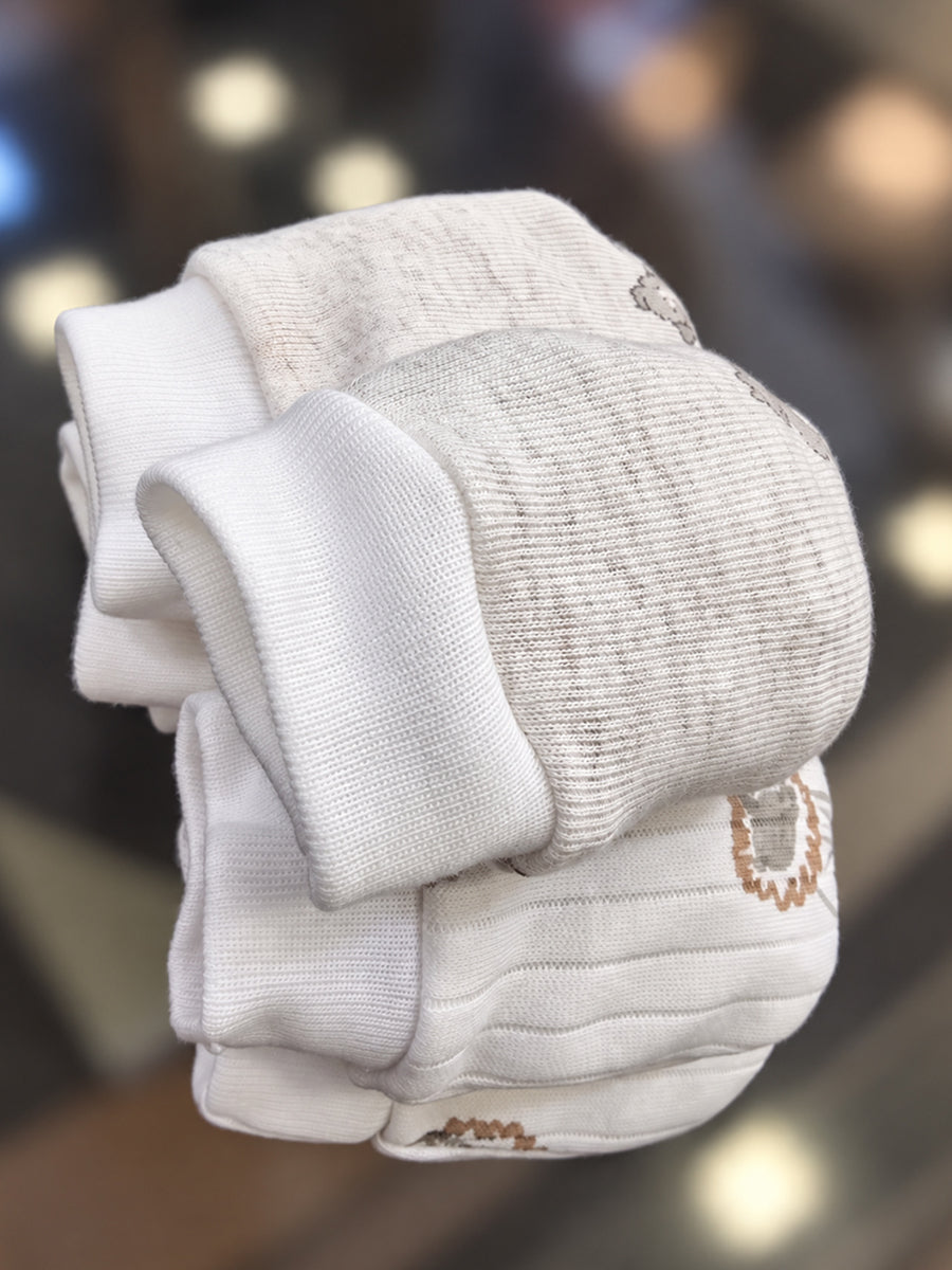 Ziva Premium Baby Mittens – Pack of 3 Pairs | Knitted Cotton | Assorted Unisex Prints – Bunny, Safari & Cloud Theme (Print & Colour Details: Check Product Description)