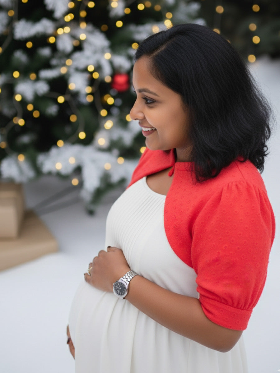 Maternity Short Dress Joy - White & Red