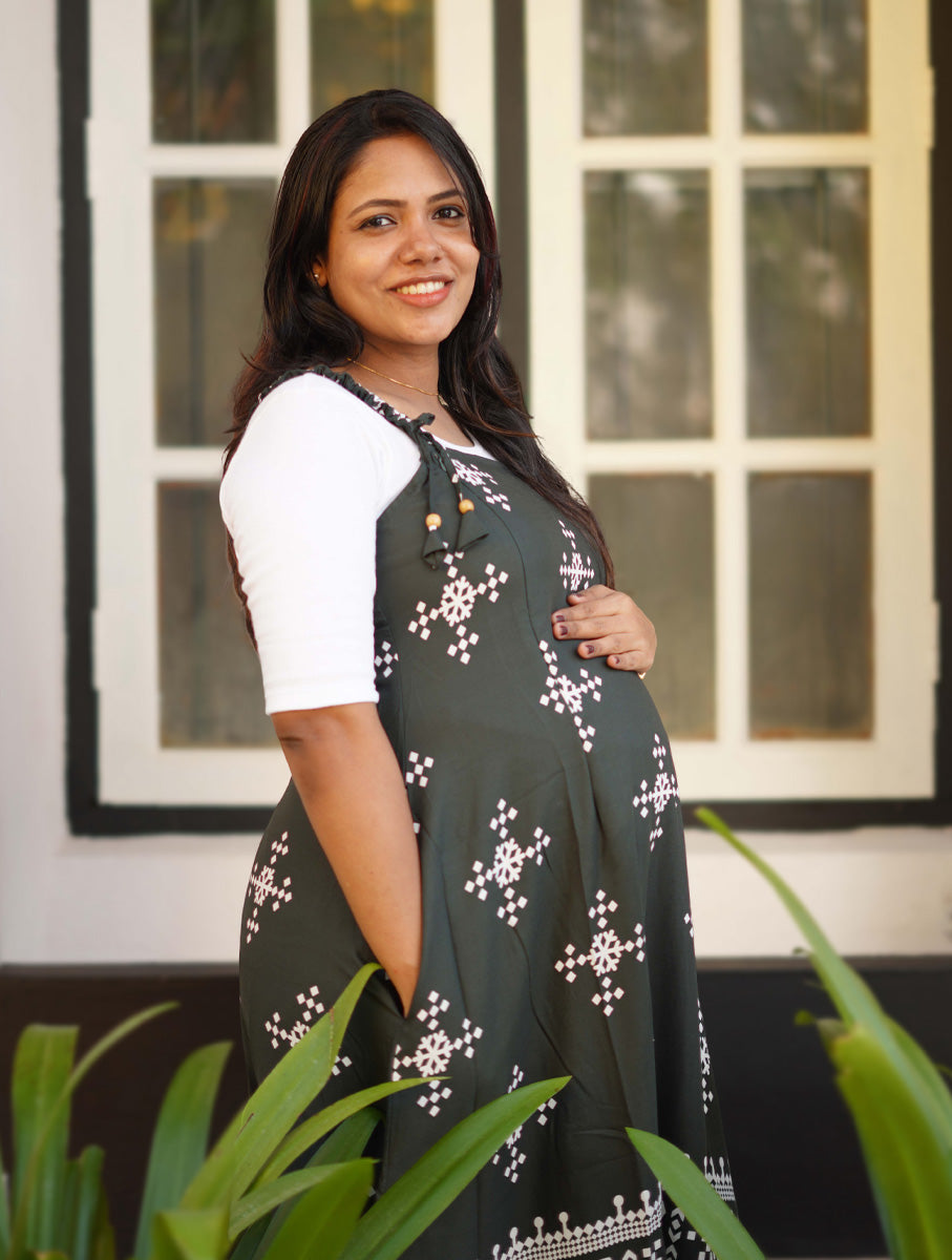 Maternity Short Dress Detie - Black & White