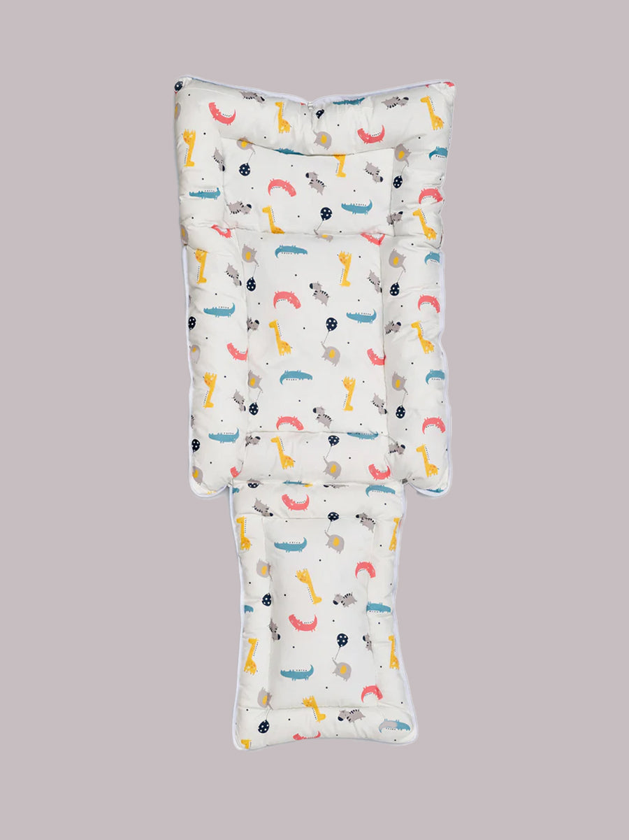 Ziva 3-in-1 Baby Bed – Cotton Carry Nest cum Sleeping Bag (Cartoon Animal Print on White Fabric)