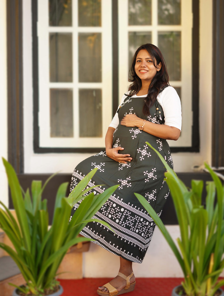 Maternity Short Dress Detie - Black & White