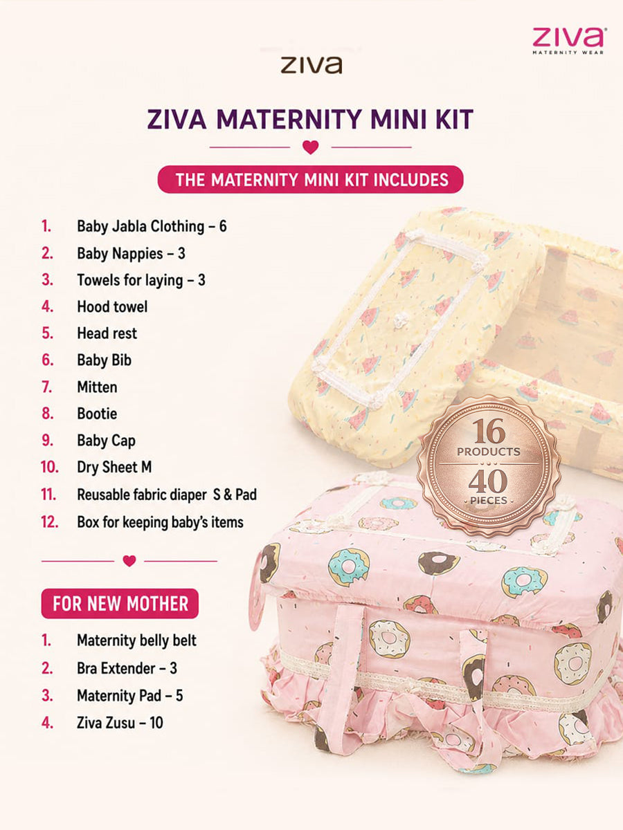Ziva Maternity Mini Kit – 16 Products with 40 Essential Pieces for New Mom & Newborn Baby