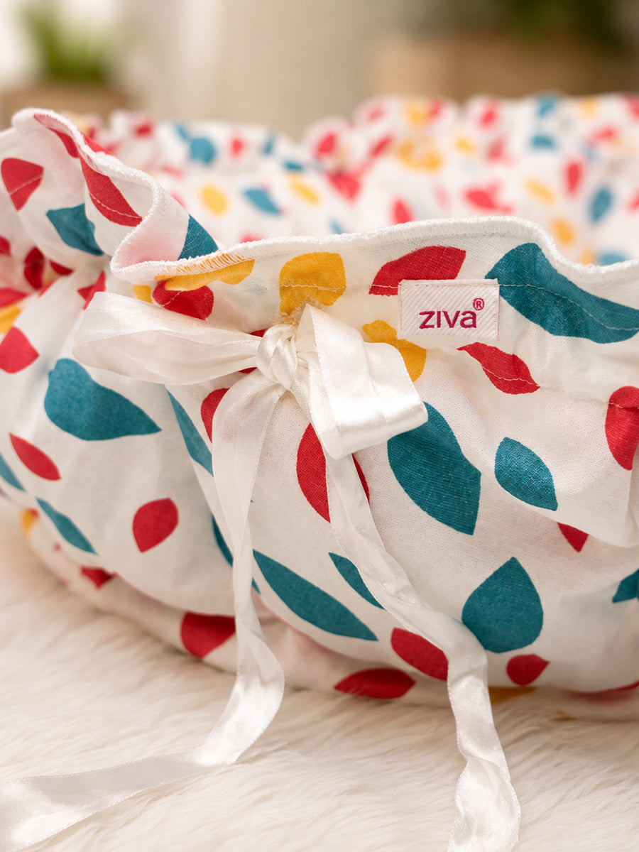 Ziva Baby Round Bed , Multipurpose – 100% Cotton Padded Baby Lounger for Newborns & Toddlers