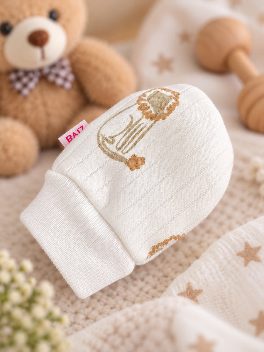 Ziva Premium Baby Mittens – Pack of 3 Pairs | Knitted Cotton | Assorted Unisex Prints – Bunny, Safari & Cloud Theme (Print & Colour Details: Check Product Description)