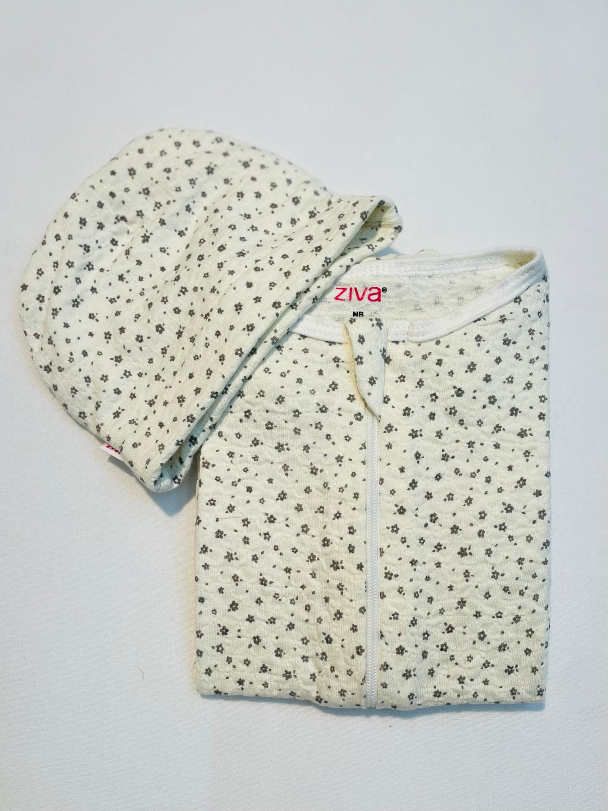 Infant Floral Print Sleepsuit/Cap