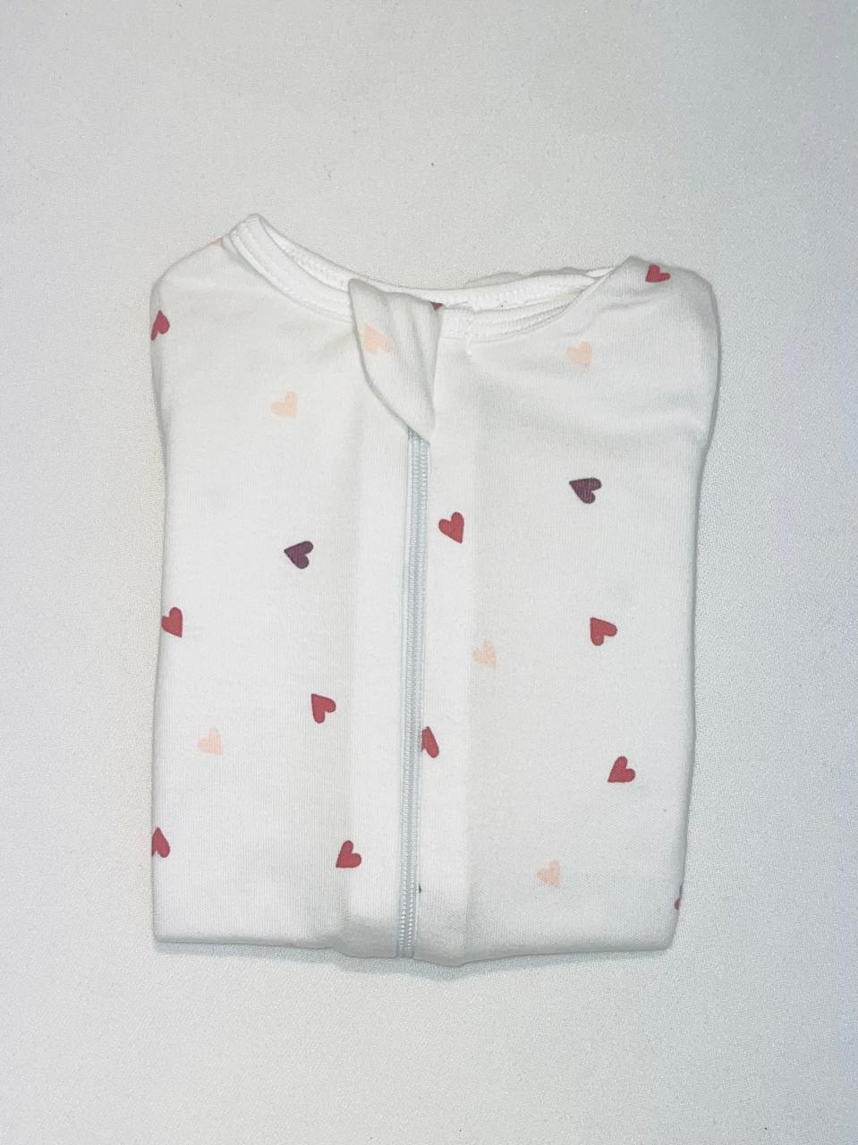 Infant Heart Print Sleepsuit/Cap
