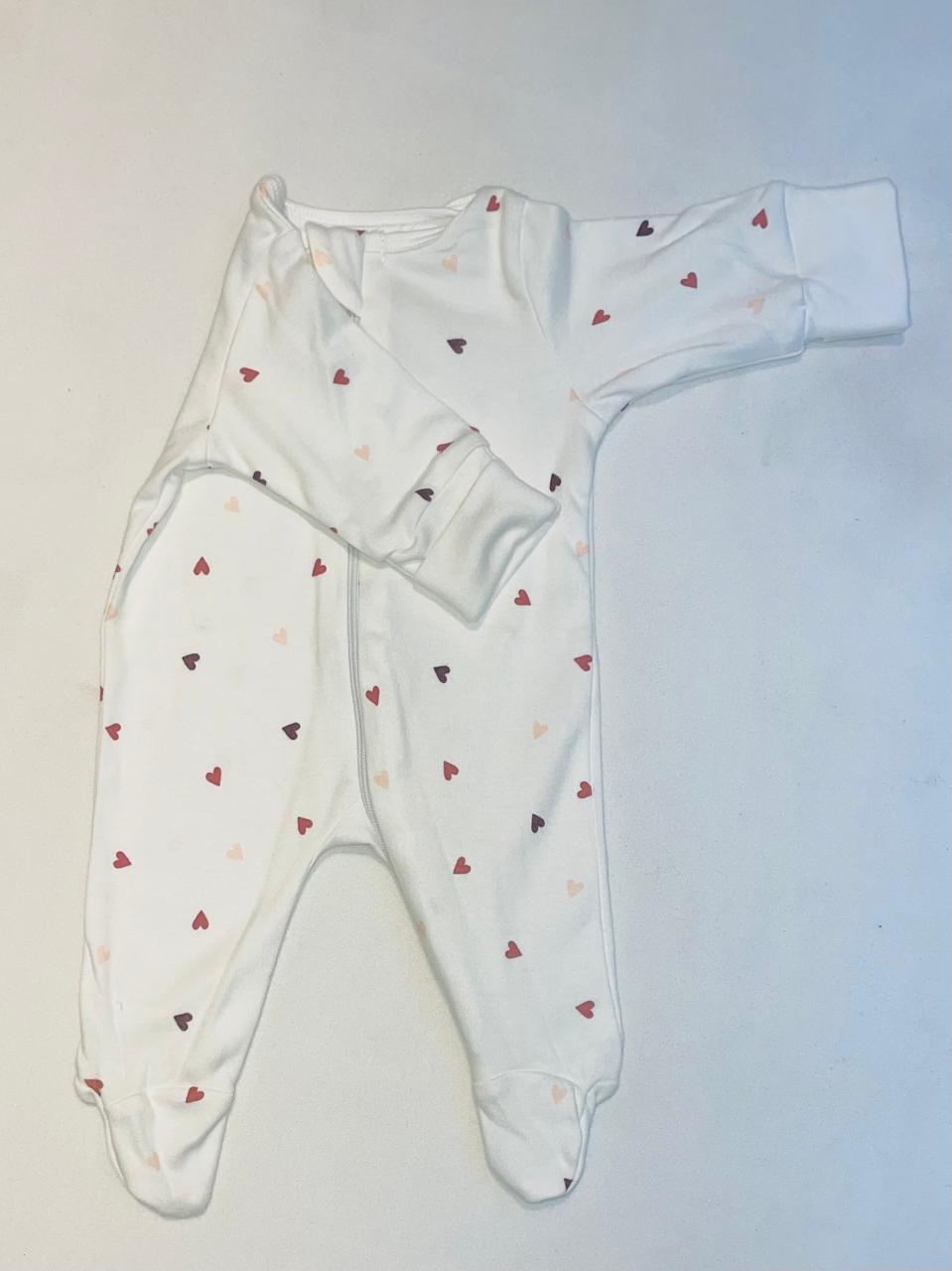 Infant Heart Print Sleepsuit/Cap