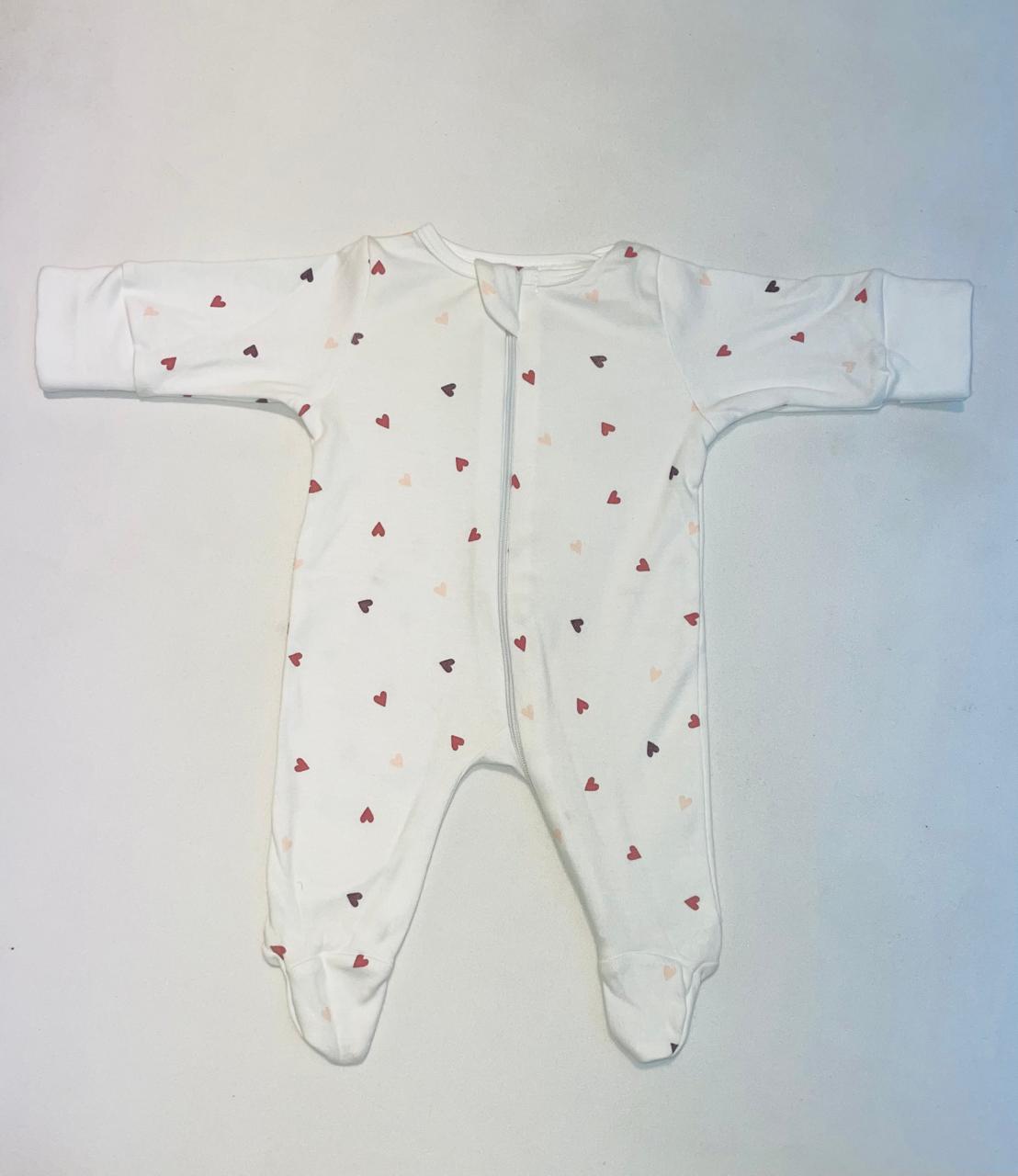 Infant Heart Print Sleepsuit/Cap