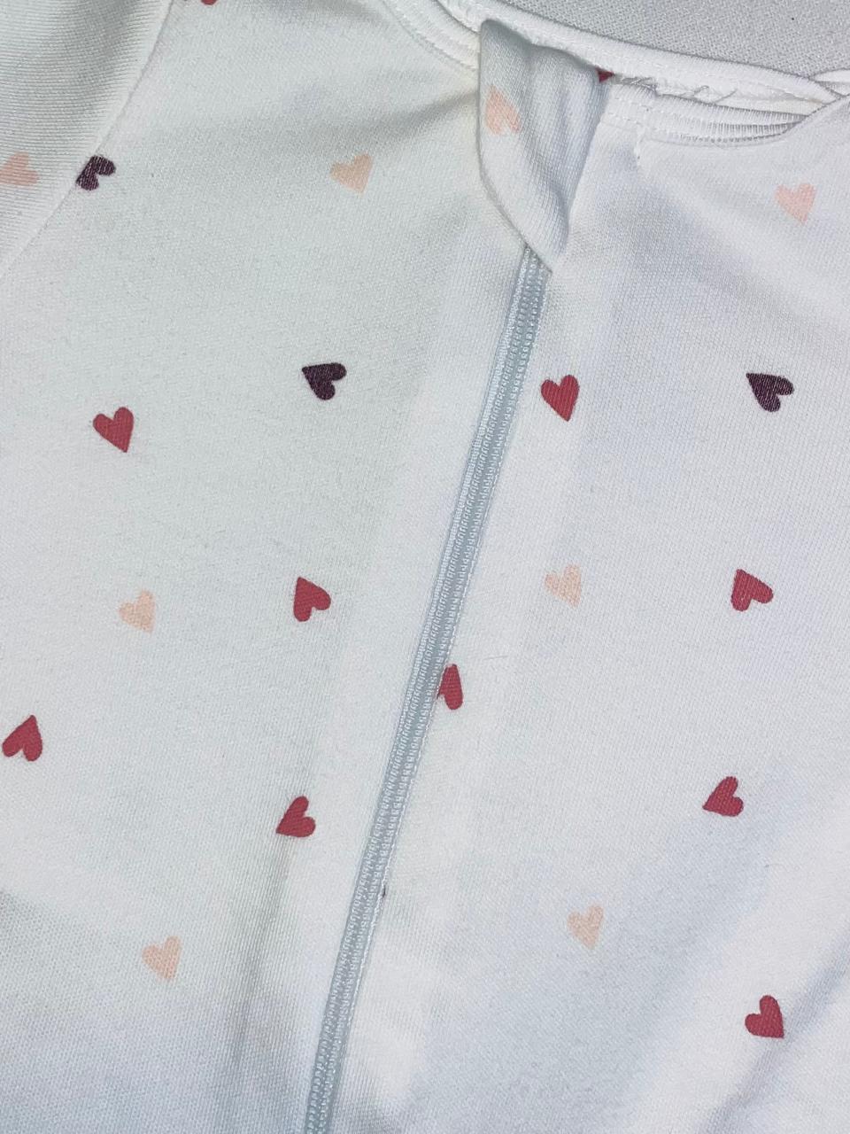Infant Heart Print Sleepsuit/Cap