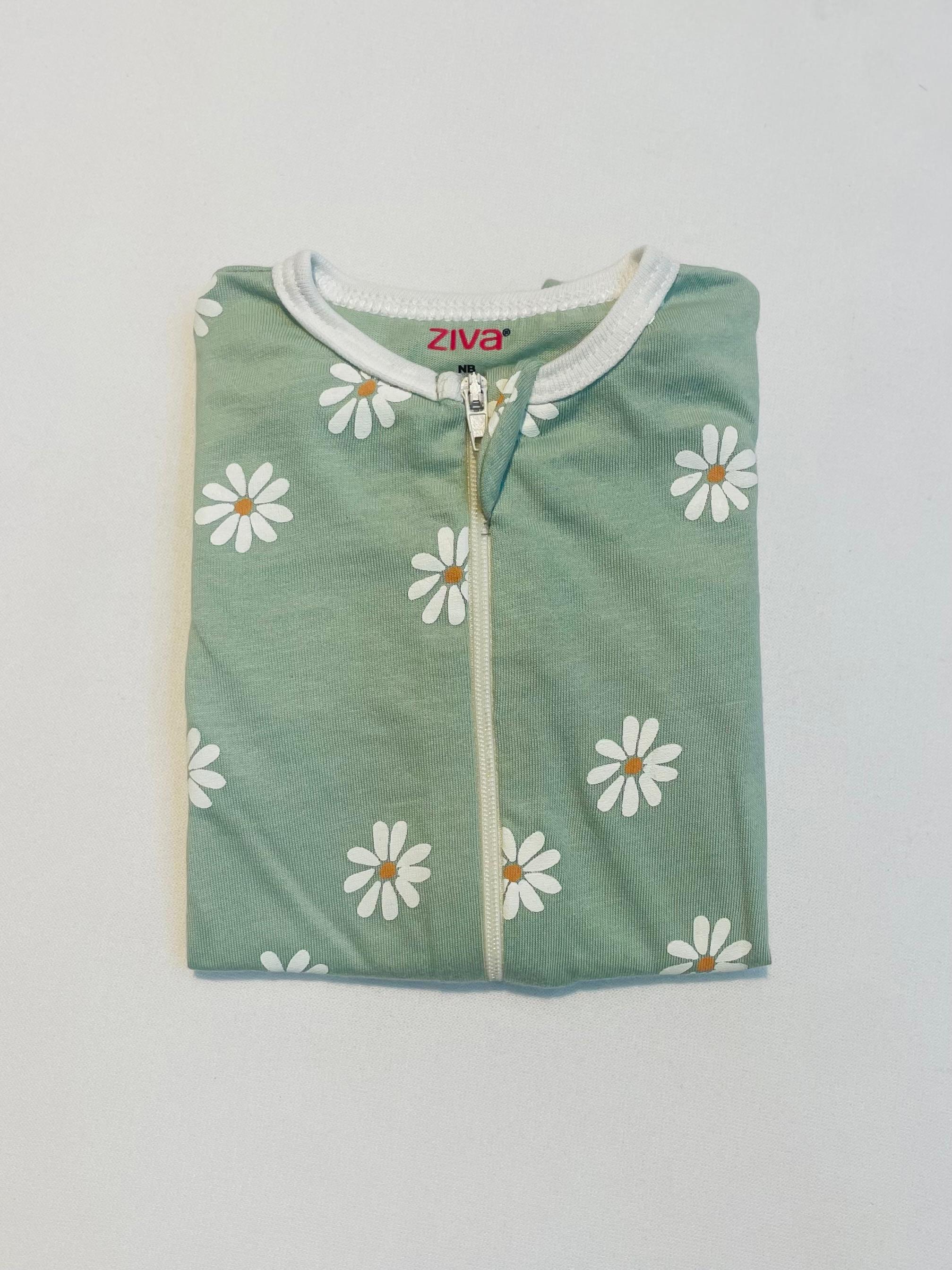 Infant Flower Print Sleepsuit/Cap