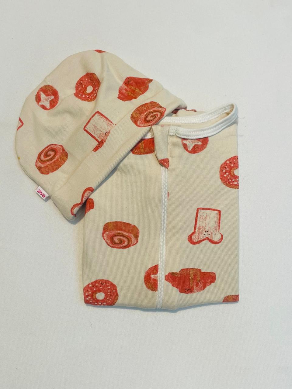 Infant Food Print Sleepsuit/Cap