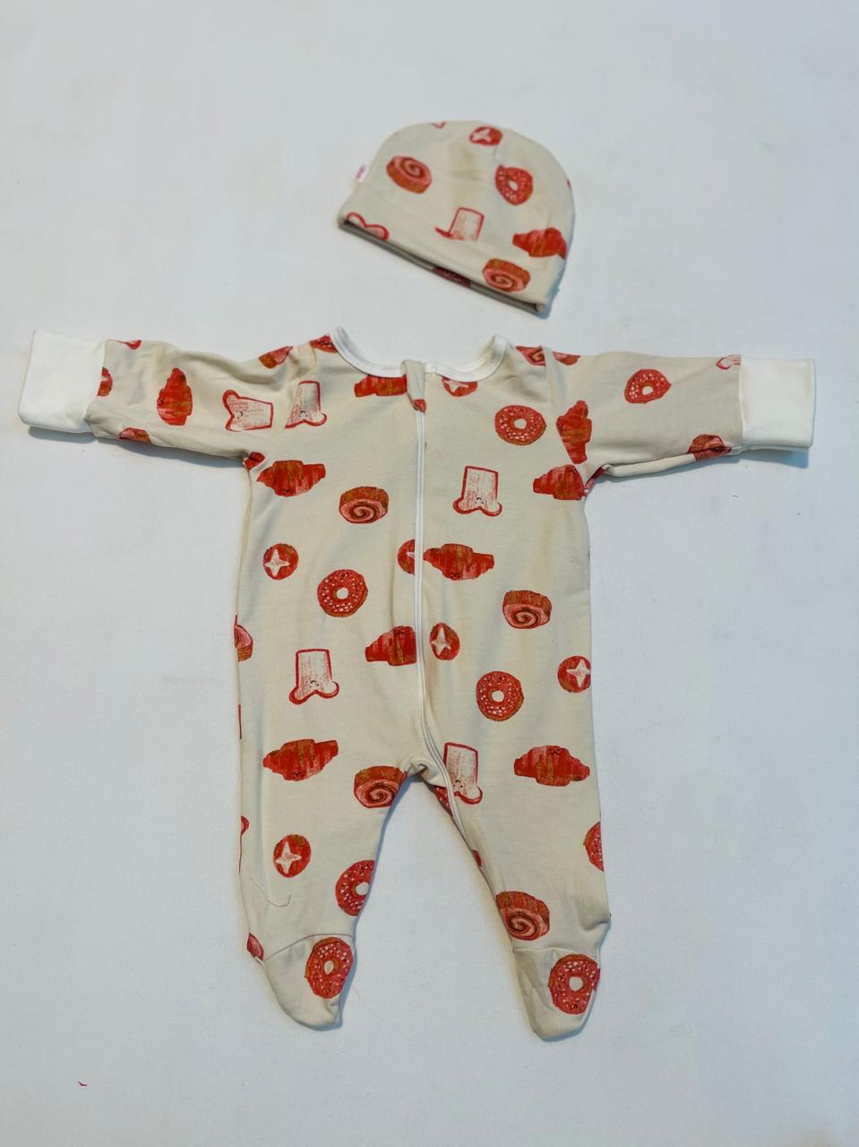 Infant Food Print Sleepsuit/Cap