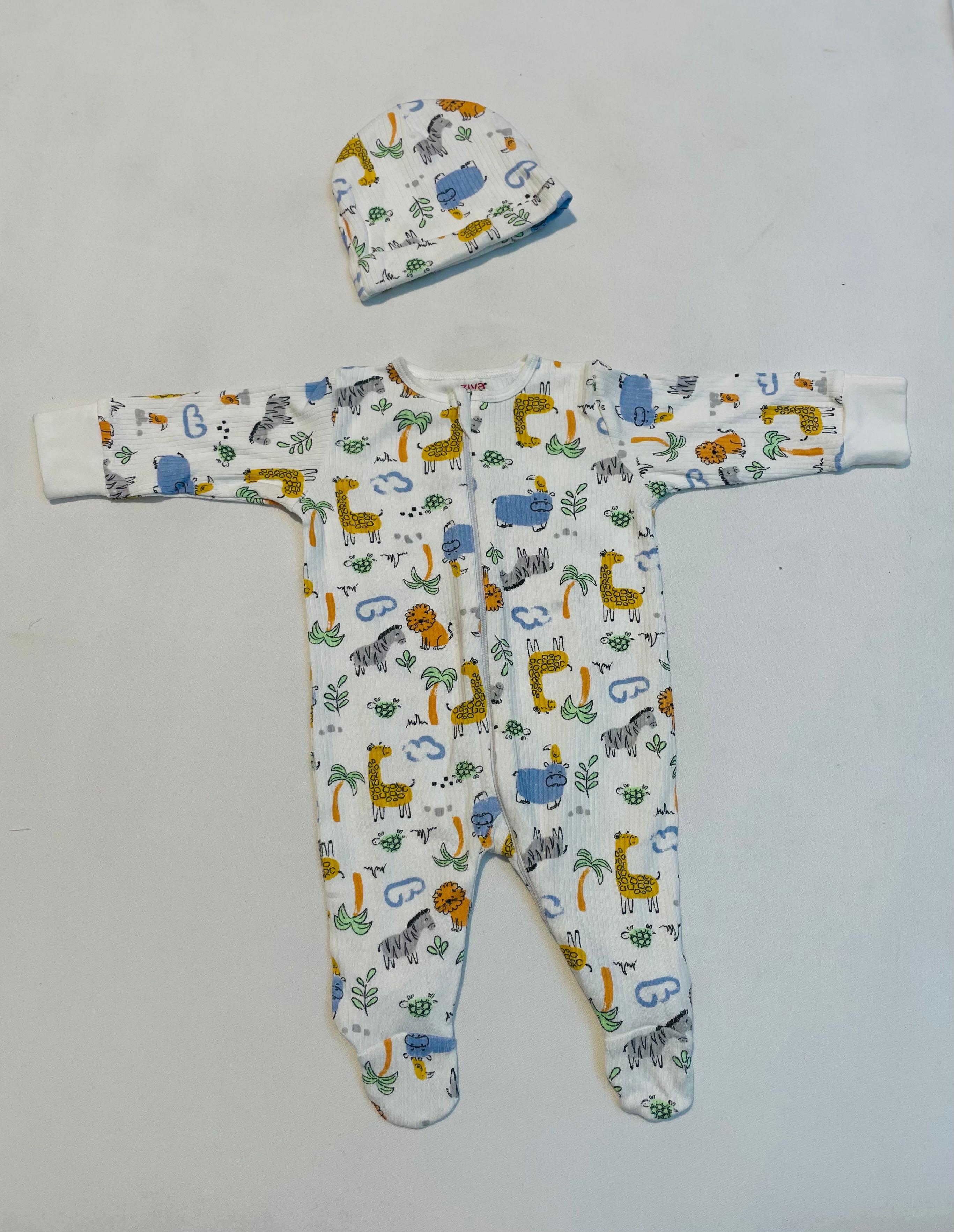 Infant Cartoon Sleepsuit/Cap