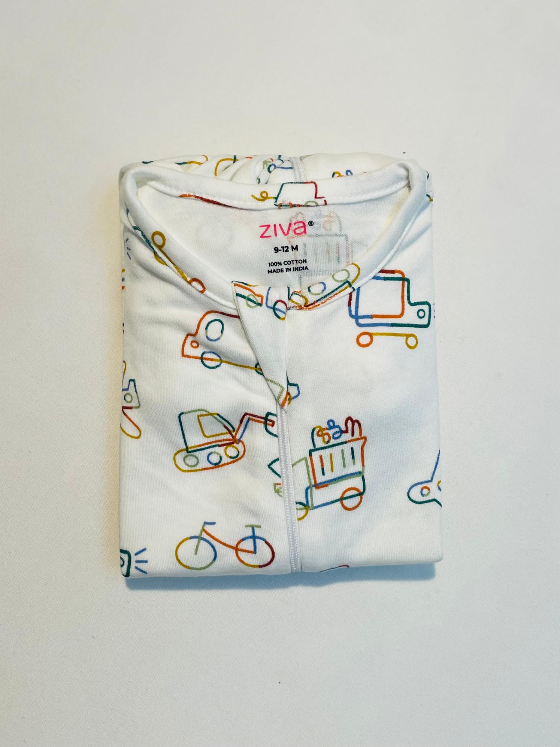 Baby Vehicle Print Sleepsuit/Cap