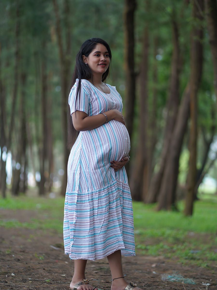 Maternity Short Night Gown- Dola offwhite