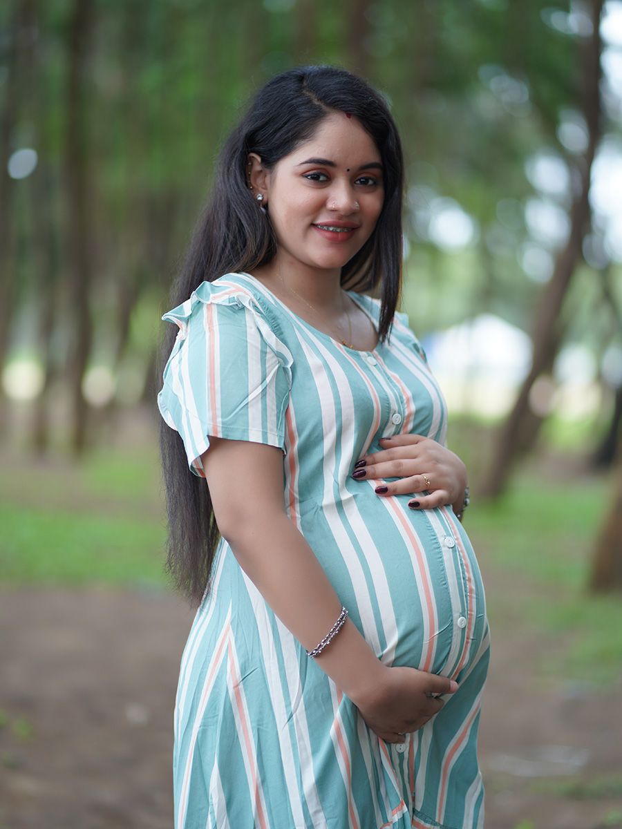 Maternity Short Night Gown- Dola Green