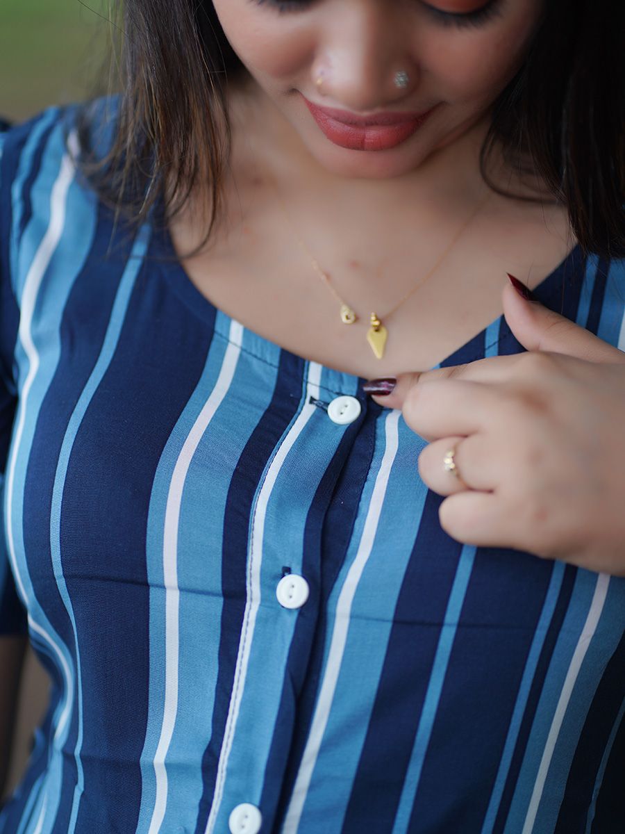 Maternity Short Night Gown- Dola Blue