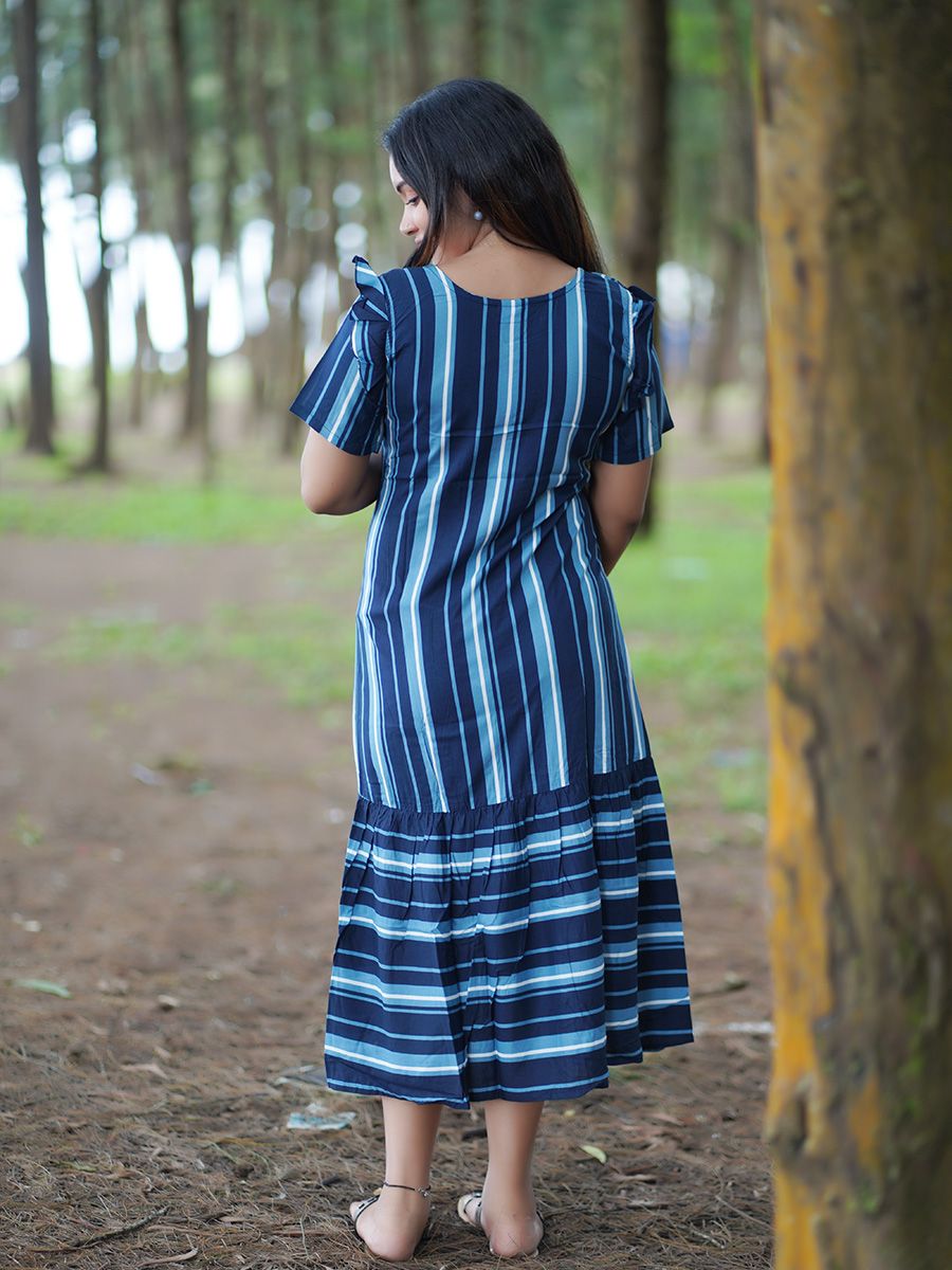 Maternity Short Night Gown- Dola Blue