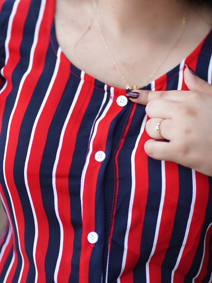 Maternity Short Night Gown- Dola Red