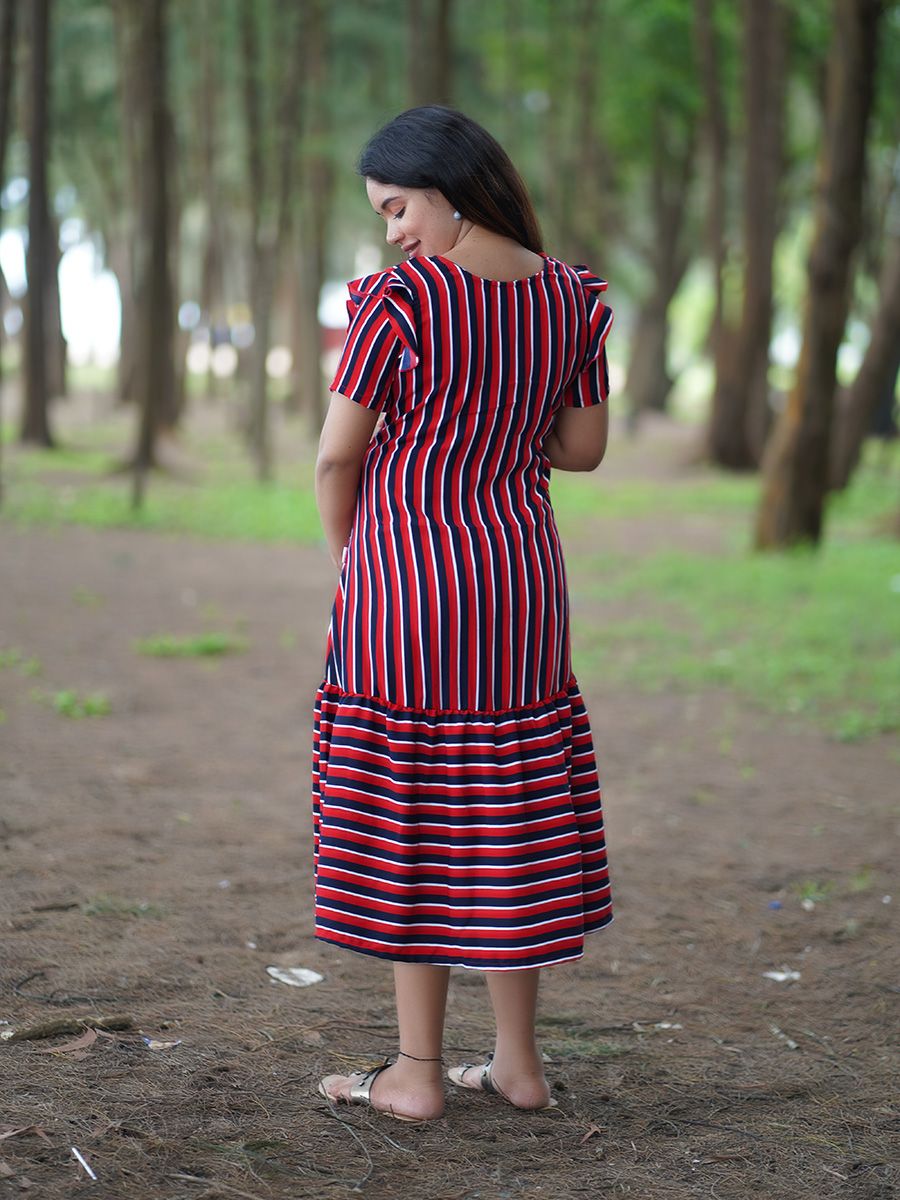 Maternity Short Night Gown- Dola Red