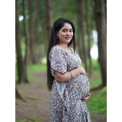 Maternity Short Night Gown- Kaftan (Brown)