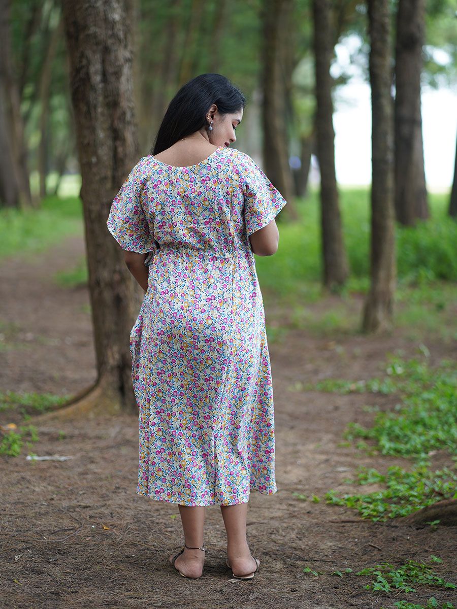 Maternity Short Night Gown- Kaftan (Off white)