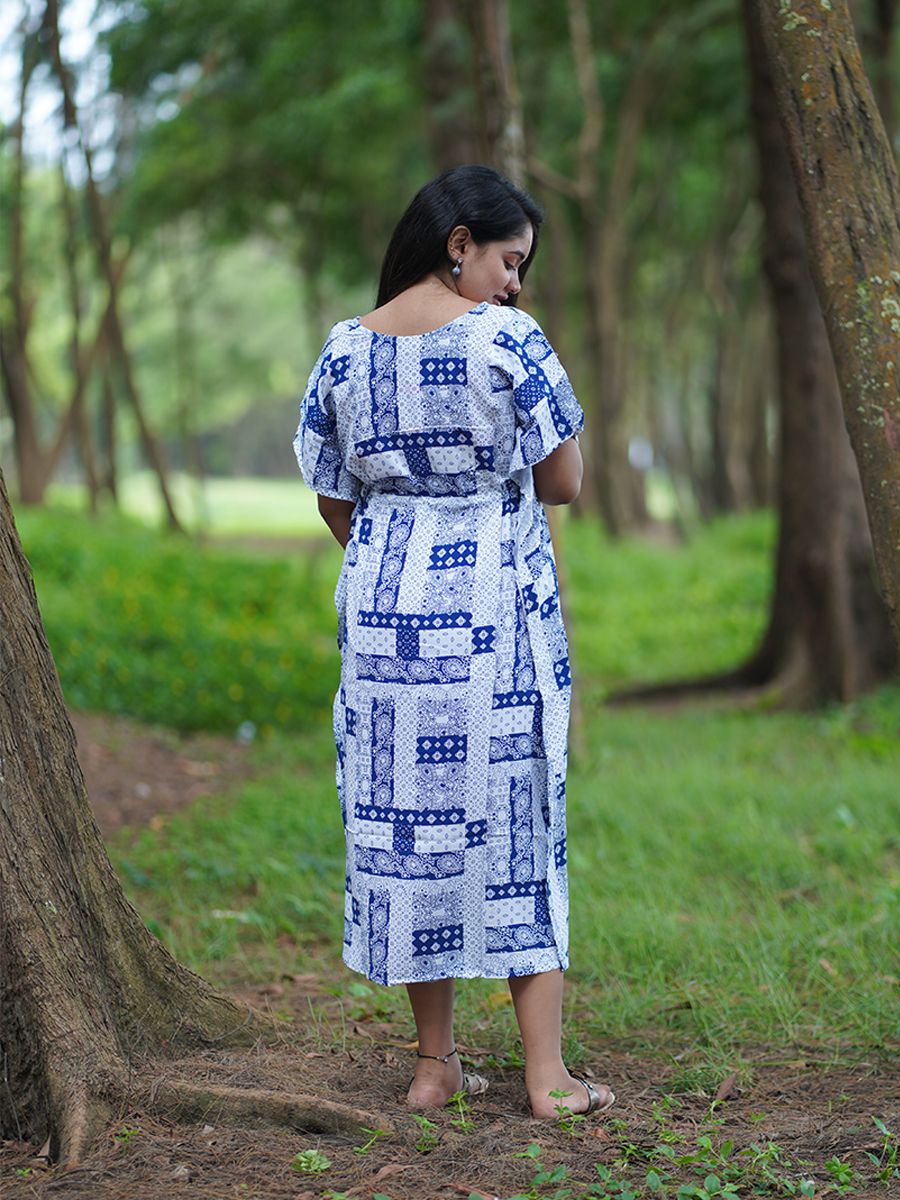 Maternity Short Night Gown- Kaftan (Navy Blue)