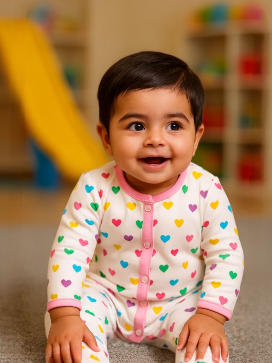 Baby Jumpsuit Girl- Multi heart