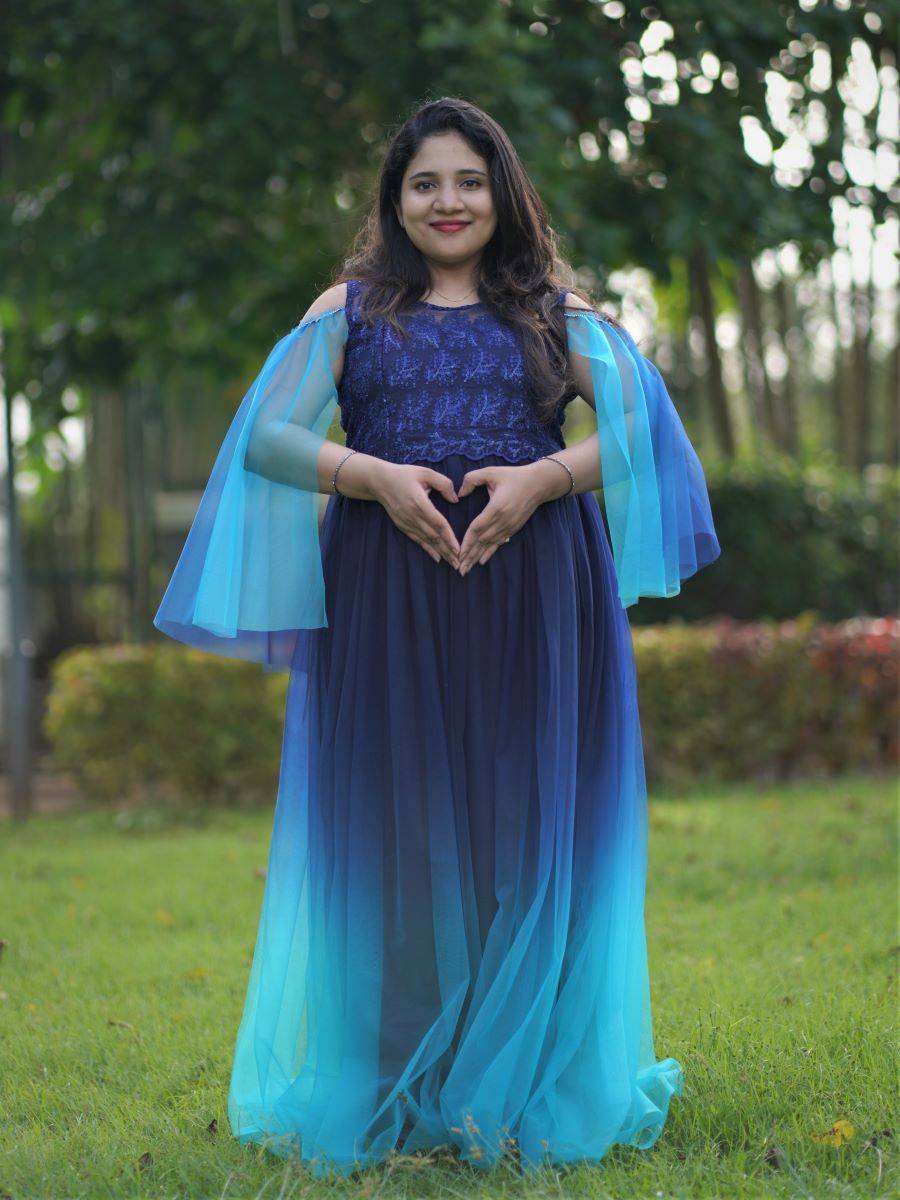 Maternity Baby Shower Dress-Blue