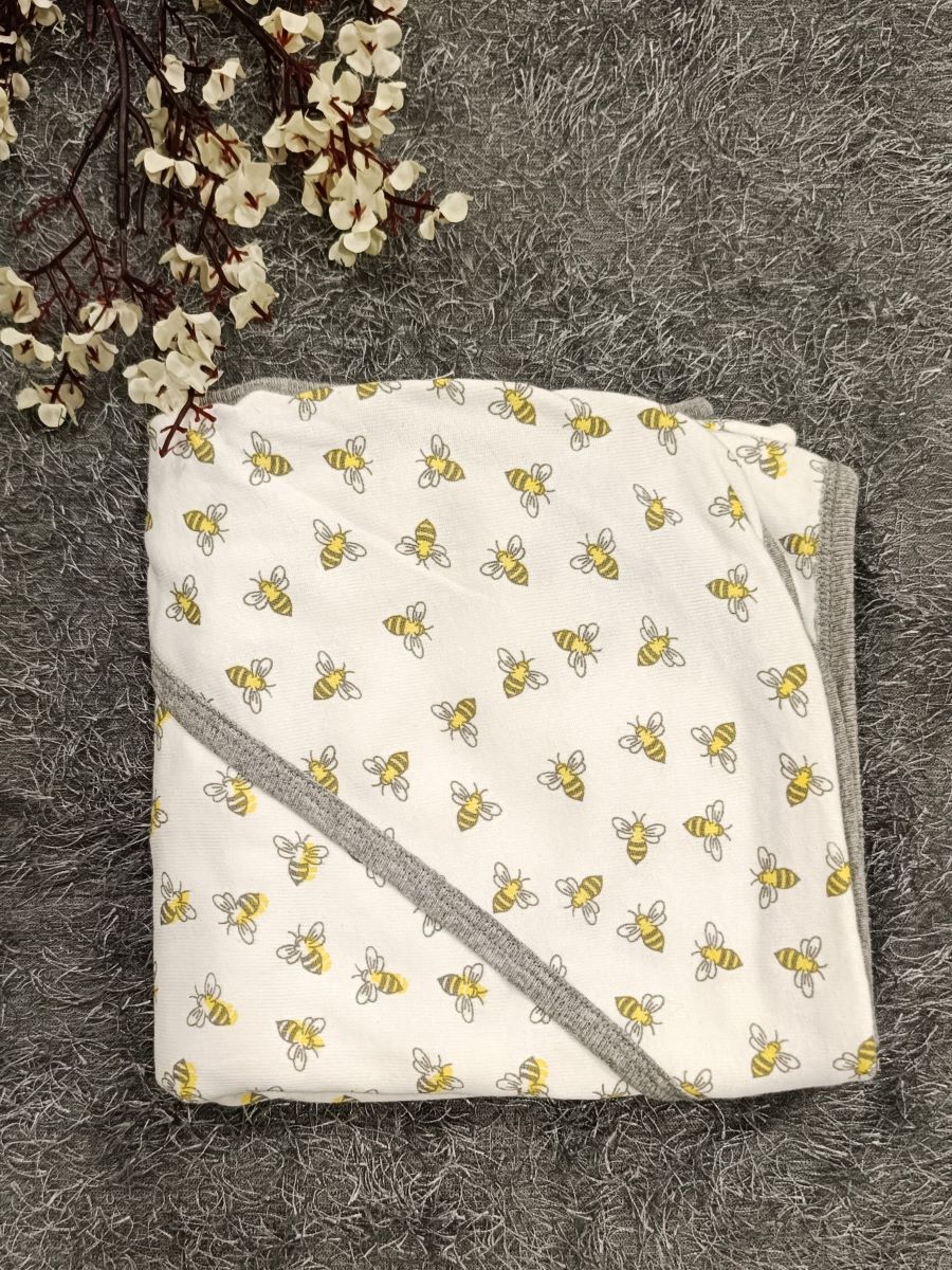 Baby Hood Towel- Honey bee Print