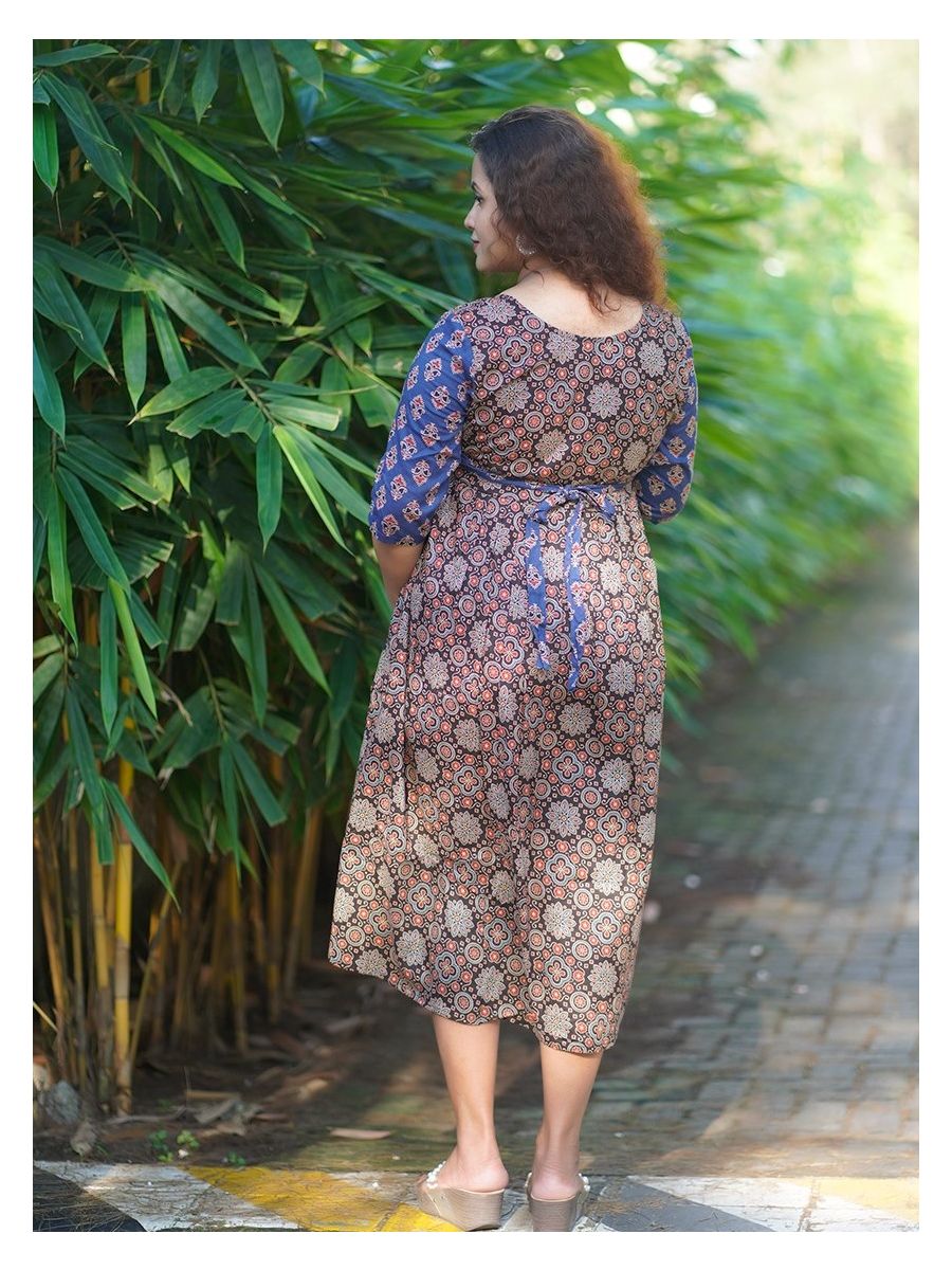 Maternity Short Dress Ajrakh-Nina(Black)