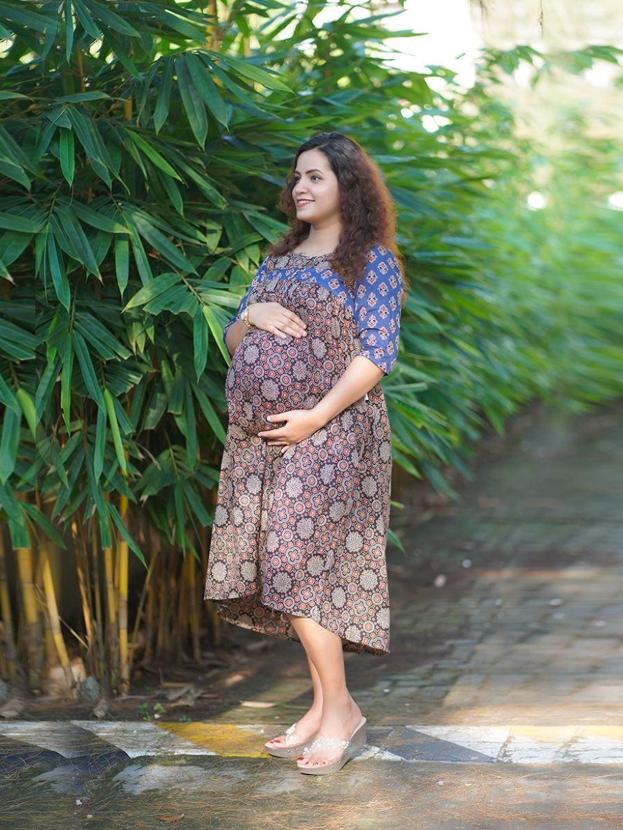Maternity Short Dress Ajrakh-Nina(Black)
