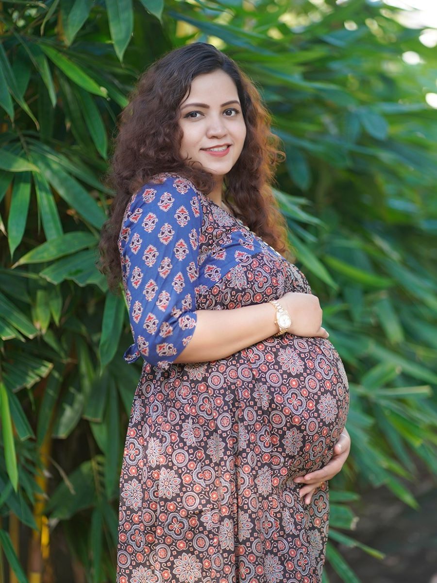 Maternity Short Dress Ajrakh-Nina(Black)