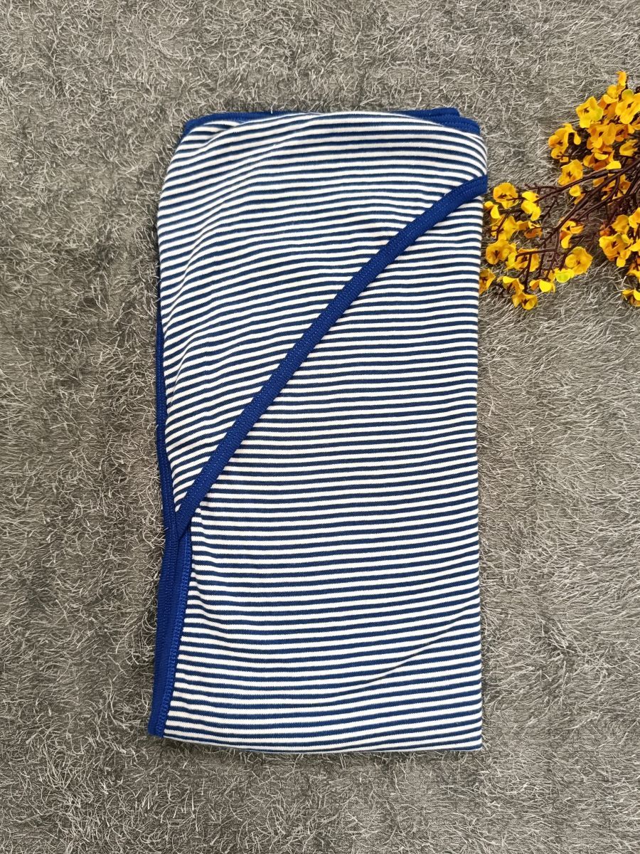 Baby Hood Towel- Blue Lines