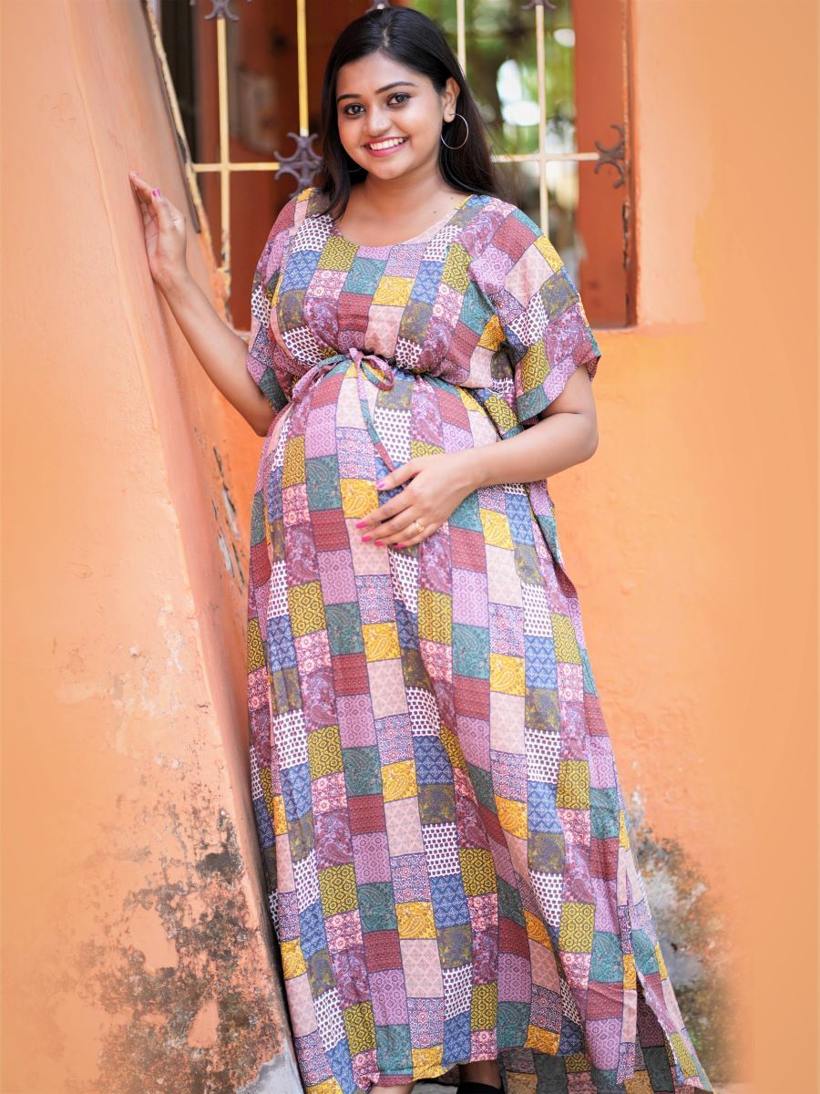 Maternity Full Night Gown- Kaftan (Brown)