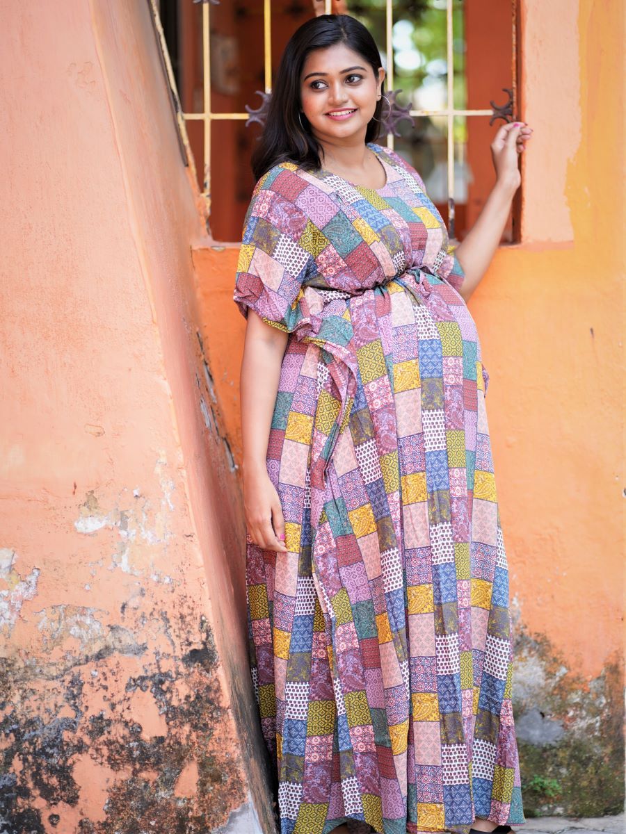 Maternity Full Night Gown- Kaftan (Brown)