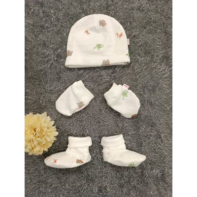 Baby Cap/ Mitten/ Bootie- Multi Print