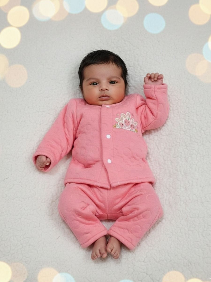 New Born Baby Sweater Top & Pant Dark Pink