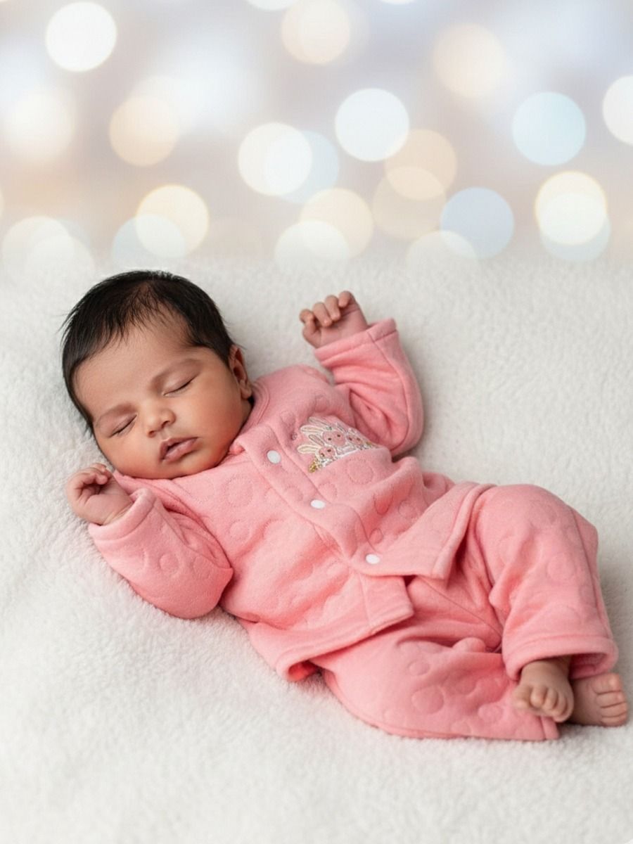 New Born Baby Sweater Top & Pant Dark Pink