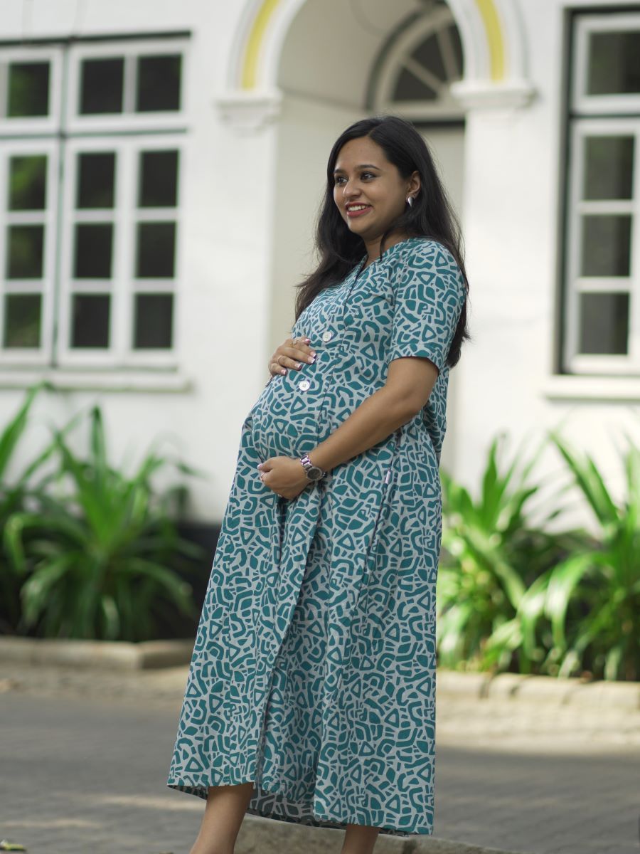 Maternity Kurta - Office Wear Elara Green