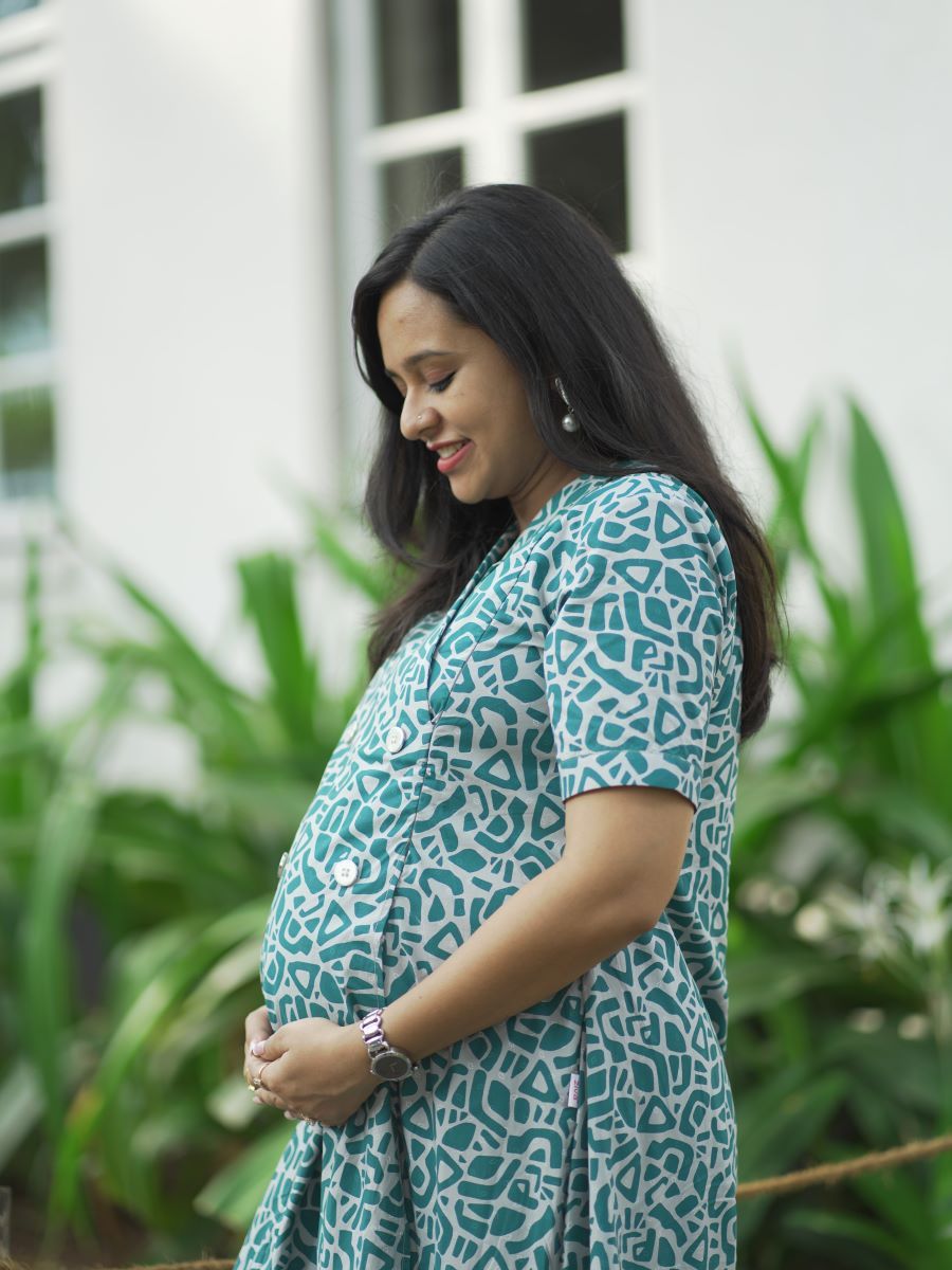 Maternity Kurta - Office Wear Elara Green