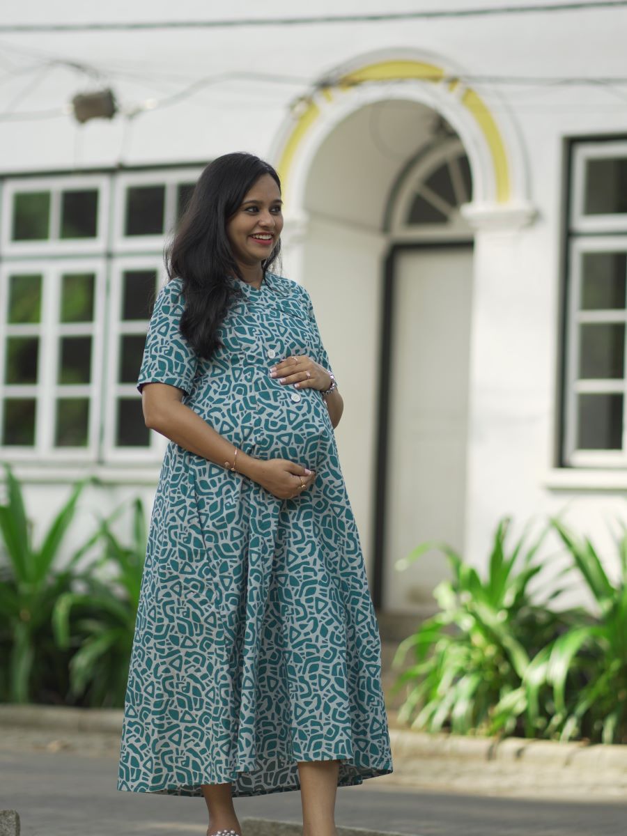 Maternity Kurta - Office Wear Elara Green