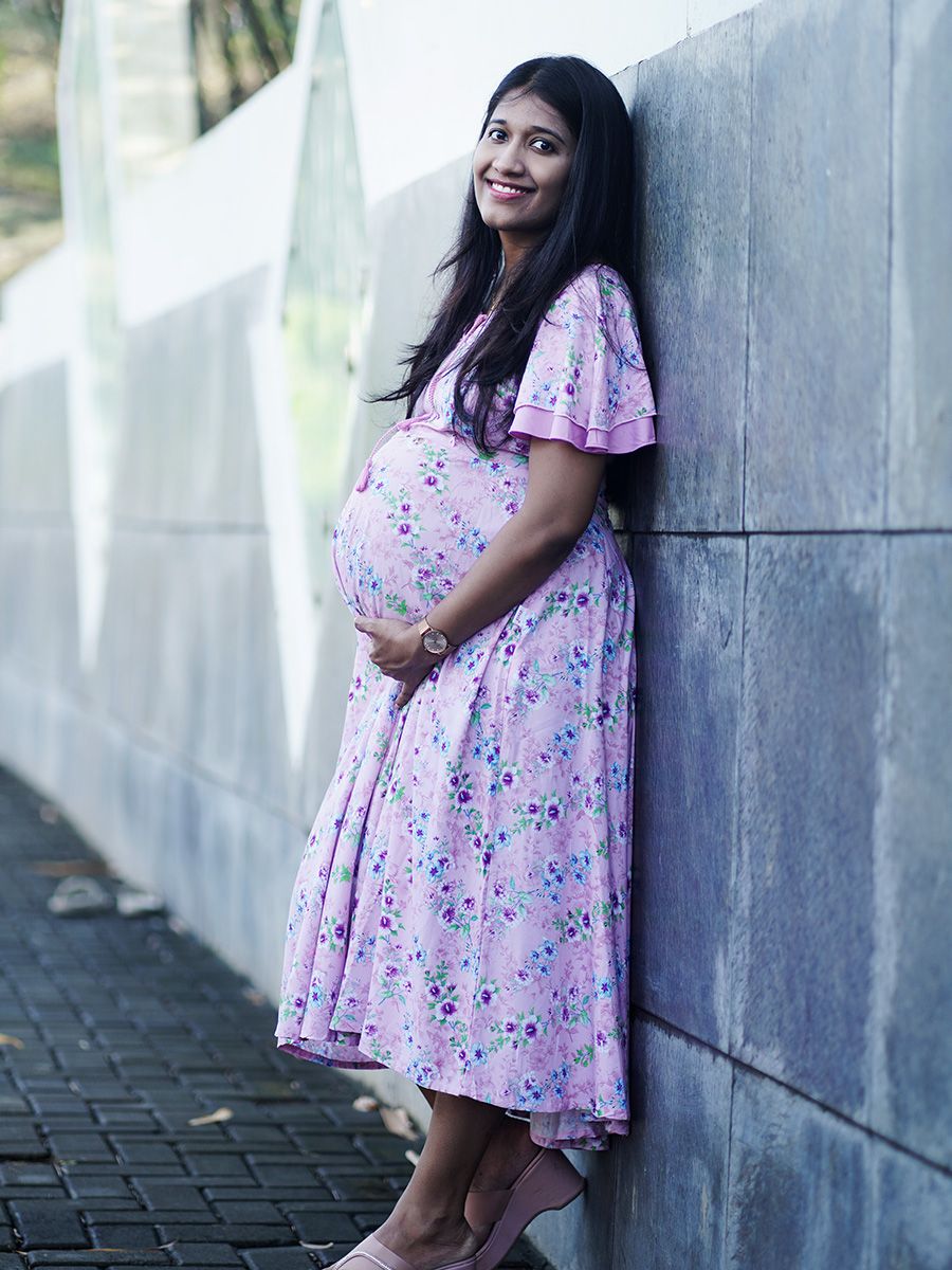Maternity Short Dress - Ruth Purple