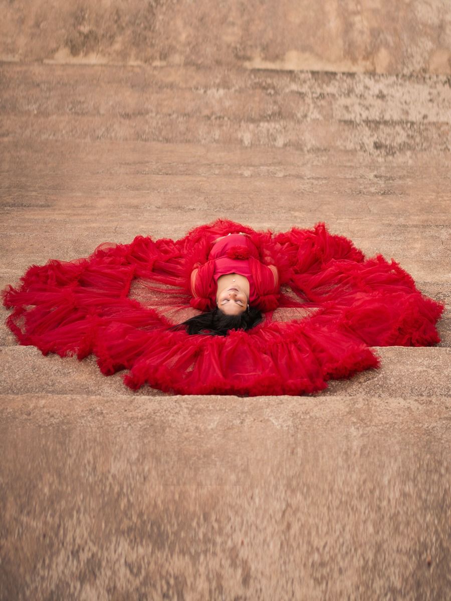 Maternity Baby Shower Red Tulle