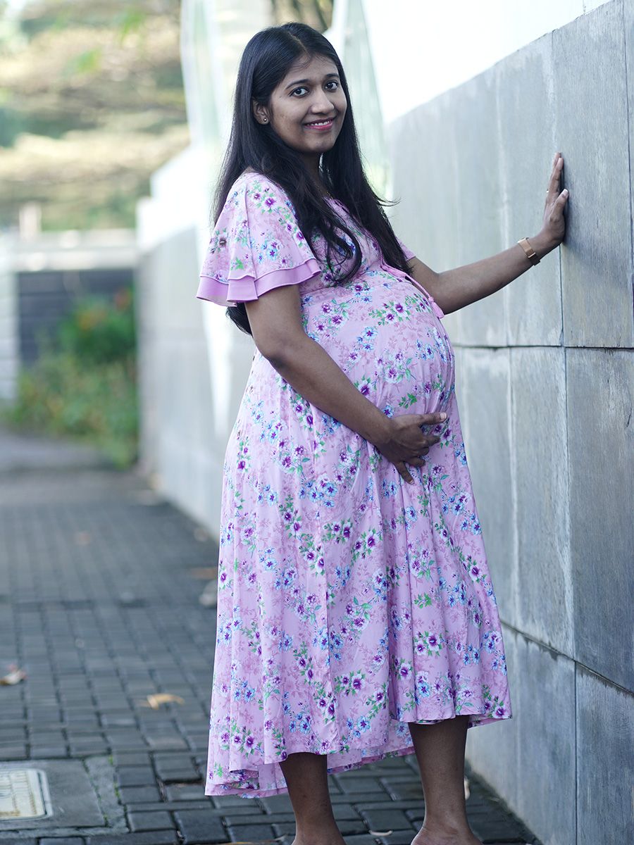 Maternity Short Dress - Ruth Purple