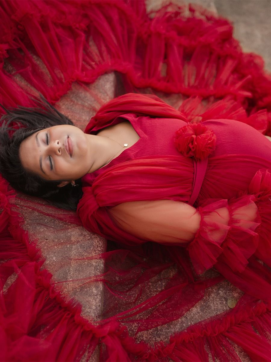 Maternity Baby Shower Red Tulle