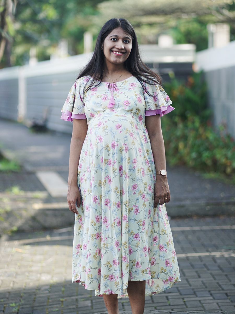 Maternity Short Dress - Ruth Light Yellow