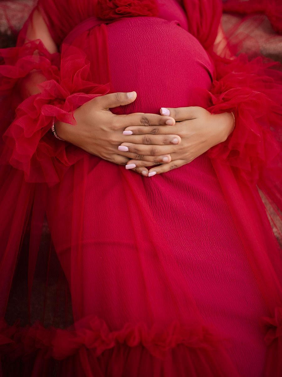 Maternity Baby Shower Red Tulle