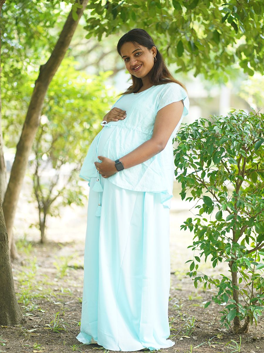 Maternity full Gown (Linda Blue)
